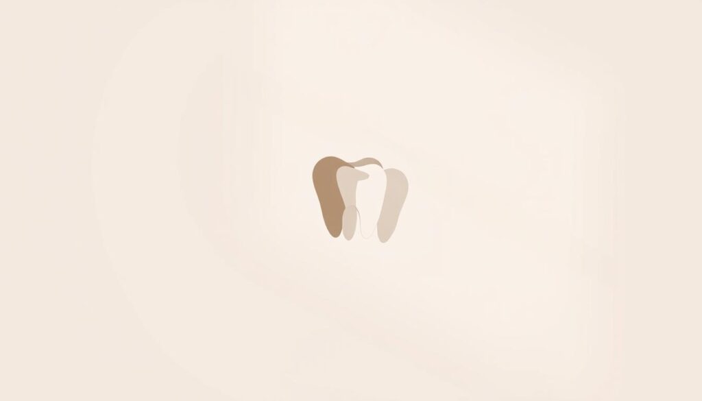 A minimalist dental logo design against a soft, pastel-colored background. The logo features a simple, stylized tooth shape in a bold, clean font, conveying a sense of professionalism and attention to detail. The tooth is rendered in a muted, earthy tone, complemented by a delicate, complementary color palette. The lighting is soft and diffused, creating a calming, inviting atmosphere. The image is captured from a slightly elevated angle, giving it a modern, sophisticated feel. The overall composition is balanced and visually striking, reflecting the core elements of a memorable dental brand identity.