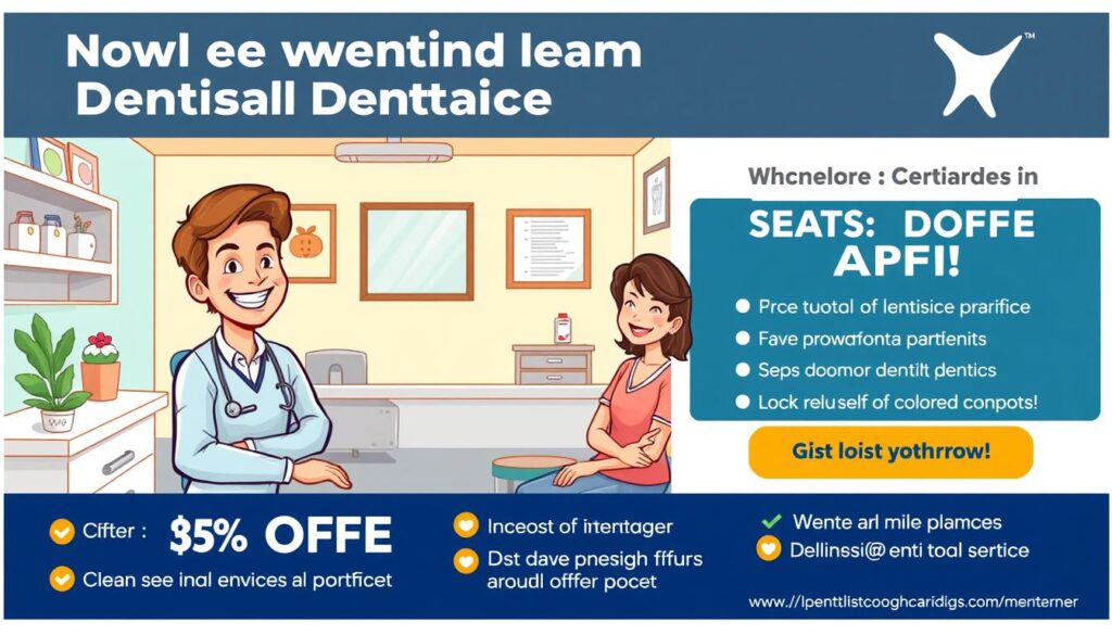 Create an image of a dental practice advertisement on Google Ads