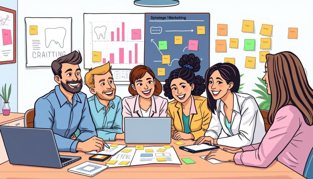 Image of a dental practice marketing team brainstorming