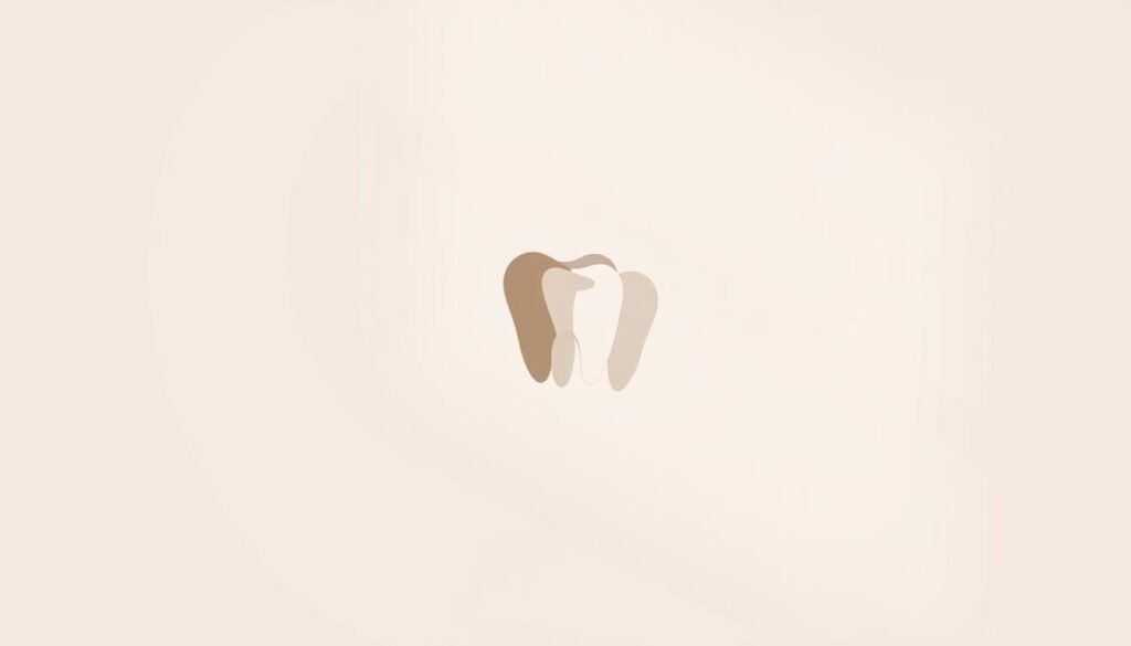 A minimalist dental logo design against a soft, pastel-colored background. The logo features a simple, stylized tooth shape in a bold, clean font, conveying a sense of professionalism and attention to detail. The tooth is rendered in a muted, earthy tone, complemented by a delicate, complementary color palette. The lighting is soft and diffused, creating a calming, inviting atmosphere. The image is captured from a slightly elevated angle, giving it a modern, sophisticated feel. The overall composition is balanced and visually striking, reflecting the core elements of a memorable dental brand identity.