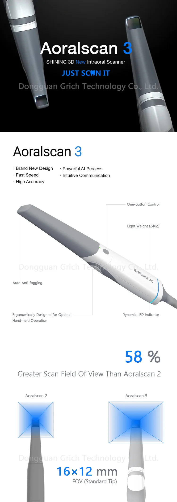 GreatLife Dent SHINING 3D Aoralscan 3 – Advanced AI Intraoral Scanner for Digital Dentistry - Image 13